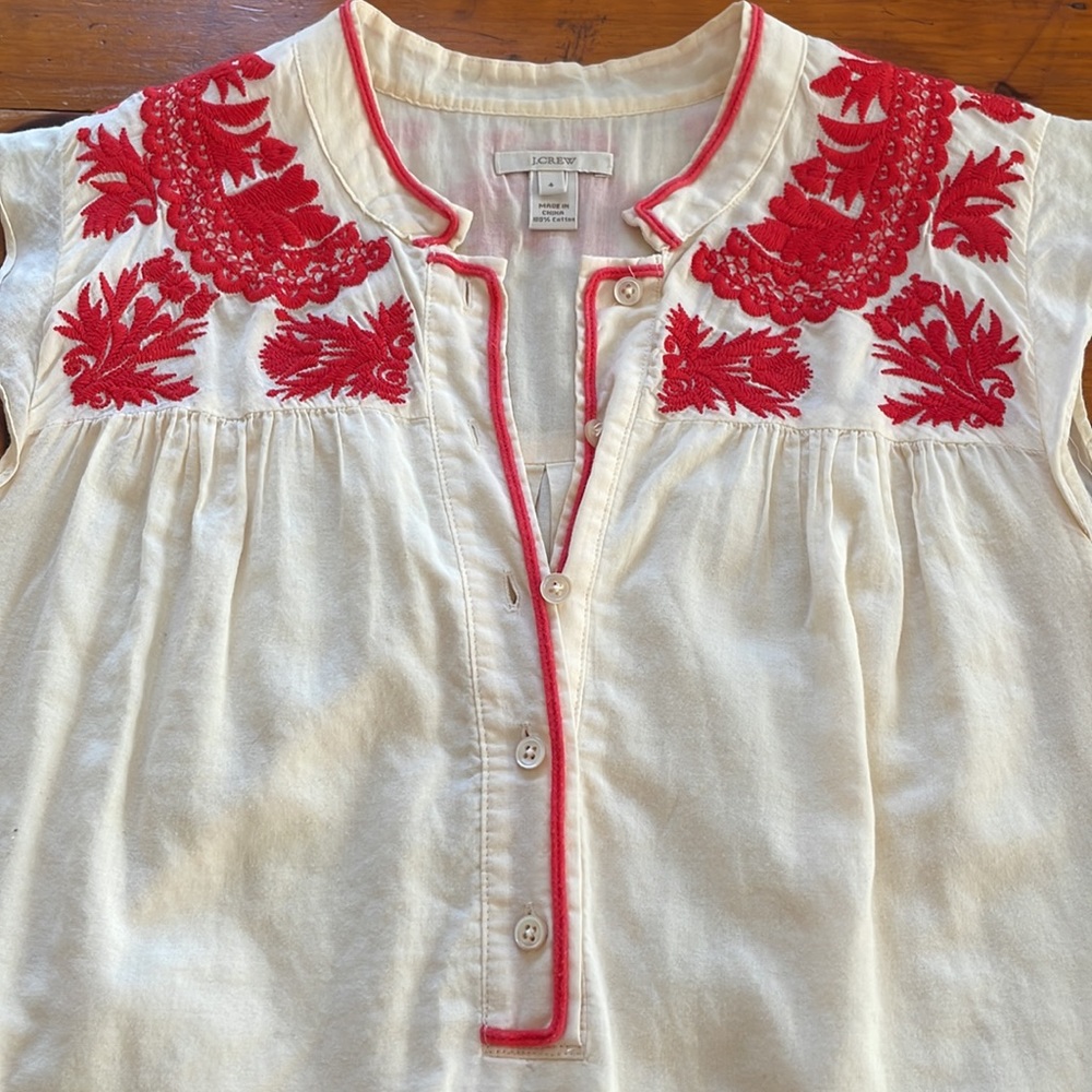 J Crew Embroidered Top - Picture 5 of 7
